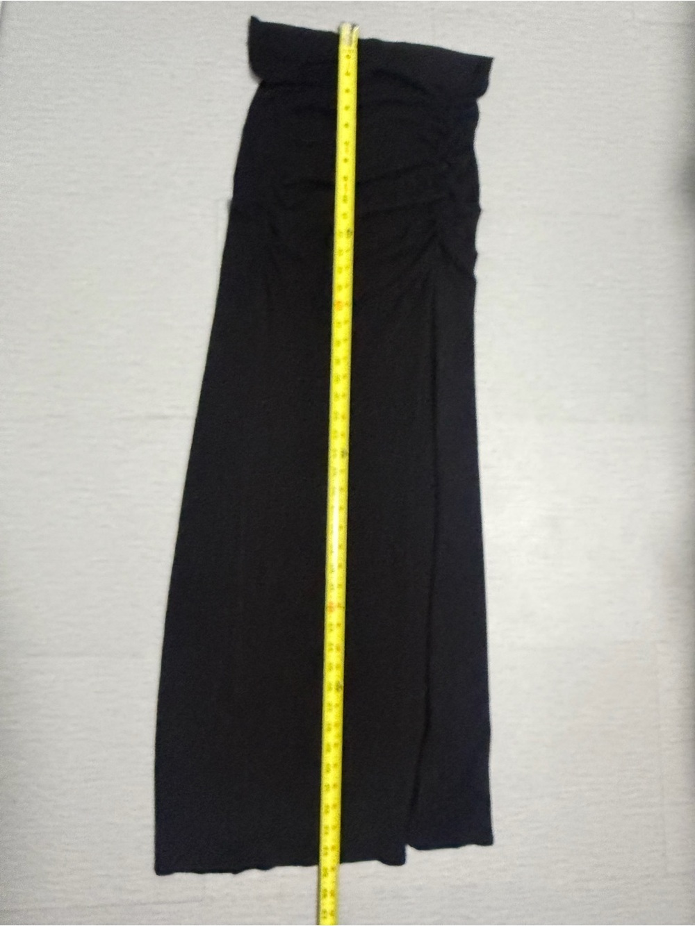Free People Black Ruched Side Slit Maxi Skirt Stretch Size L NWOT - Picture 5 of 12